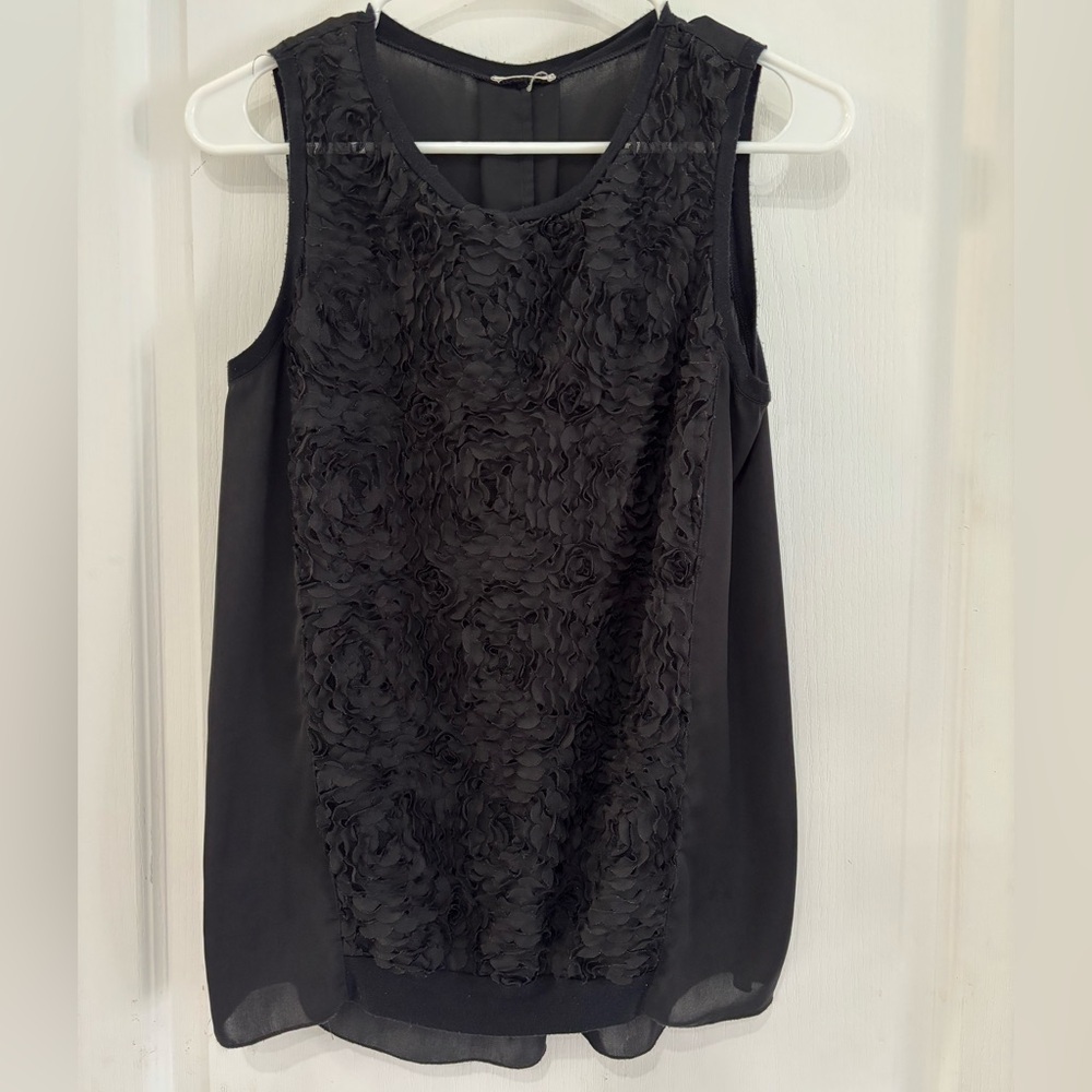Intimissimi Black Textured Floral Sleeveless Versatile Blouse Size S